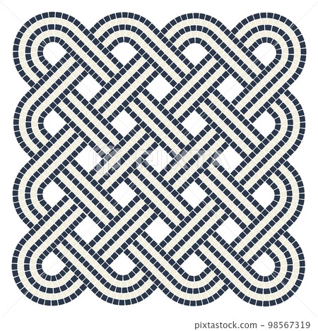 Ancient interweaving mosaic decorative element. Decorative antique stone ornament. Ancient interweaving mosaic decorative element. Decorative antique stone ornament. 98567319