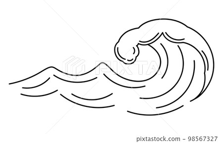 Illustration of wave with sea foam. Ocean or water splash. 98567327