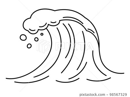 Illustration of wave with sea foam. Ocean or water splash. 98567329