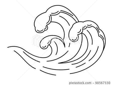 Illustration of wave with sea foam. Ocean or water splash. 98567330