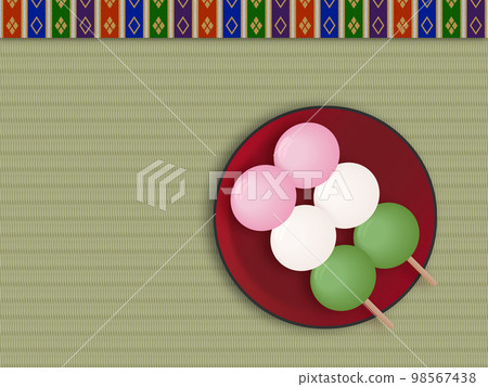 Tatami, three-color dumpling, woven pattern, background material 98567438