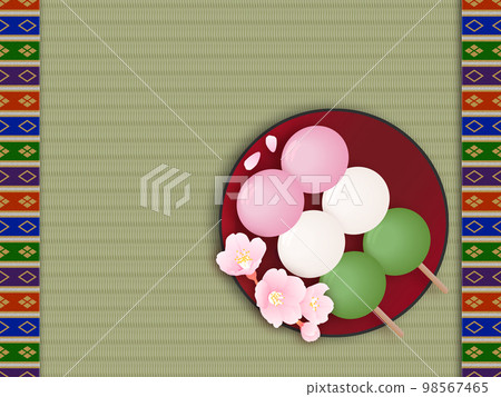 Tatami, three-color dumpling, woven pattern, background material 98567465