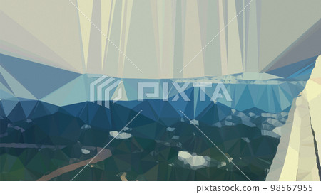 出國旅行的興奮。從飛機上俯瞰東南亞的插圖。在泰國曼谷的湄南河上。 出國旅行的興奮。從飛機上俯瞰東南亞的插圖。在泰國曼谷的湄南河上。 98567955