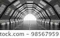 Dark Futuristic Modern Garage Showroom Tunnel Corridor. Entrance 3D Illustration 98567959