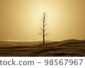 A lonely dead tree in a desert. 3d render 98567967