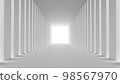 3d rendering white corridor pillars background render 98567970