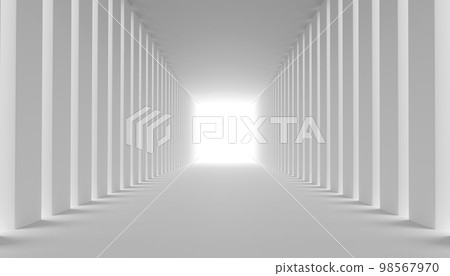 3d rendering white corridor pillars background render 98567970