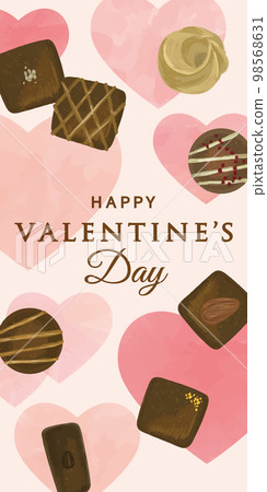 Chocolate and heart watercolor background Chocolate and heart watercolor background 98568631