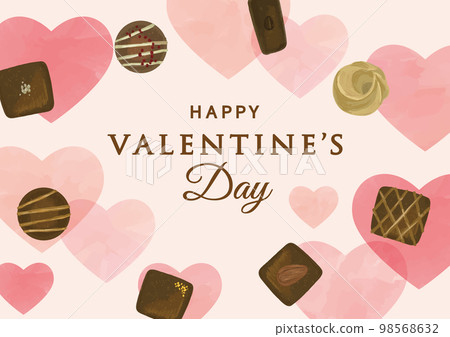 Chocolate and heart watercolor background Chocolate and heart watercolor background 98568632