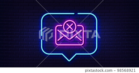 Neon light speech bubble. Reject mail line icon. Delete message sign. Decline web letter. Neon light background. Reject mail glow line. Brick wall banner. Vector Neon light speech bubble. Reject mail line icon. Delete message sign. Decline web letter. Neon light background. Reject mail glow line. Brick wall banner. Vector 98568921