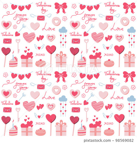 Valentines day vector seamless pattern - Stock Illustration [98569082 ...