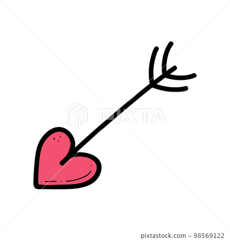 Cupid arrow vector hand drawn illustration. 98569122