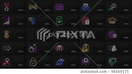 Set of Lock, Teamwork business and Checked file line icons. Include Inspect, Time management, Latex mattress icons. Sync, Loyalty card, Employee hand web elements. Card, Bio shopping. Vector 98569175