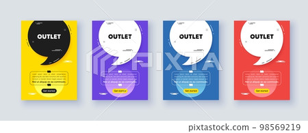 Poster frame with quote, comma. Outlet tag. Special offer price sign. Advertising discounts symbol. Quotation offer bubble. Outlet message. Vector 98569219