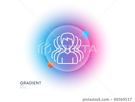 Group of Men line icon. Gradient blur button with glassmorphism. Human communication symbol. Teamwork sign. Transparent glass design. Group line icon. Vector Group of Men line icon. Gradient blur button with glassmorphism. Human communication symbol. Teamwork sign. Transparent glass design. Group line icon. Vector 98569537
