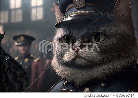 cat as policeman illustration generative ai 98569714