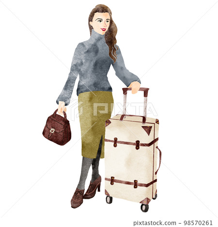 A foreign woman with a carry case A foreign woman with a carry case 98570261