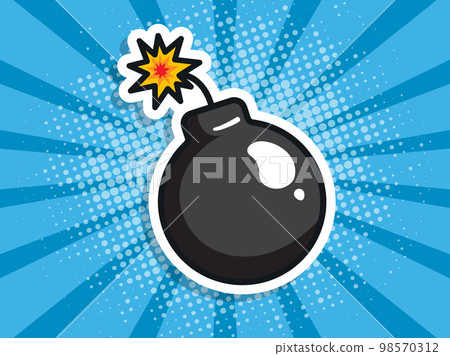 Cartoon bomb on a blue background. Pop art poster. Vector illustration Cartoon bomb on a blue background. Pop art poster. Vector illustration 98570312