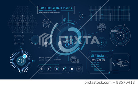 Set of infographic elements about virtual reality drone control. 98570418