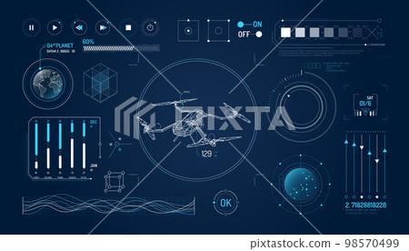 Set of infographic elements about drone and geolocation. Set of infographic elements about drone and geolocation. 98570499