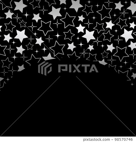 Glitter and star background square black & silver 98570746
