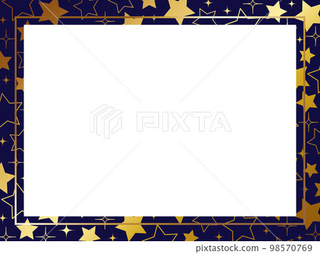 Glittering star pattern frame horizontal position navy & gold 98570769