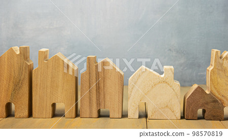 The wood home for building or property concept. The wood home for building or property concept. 98570819