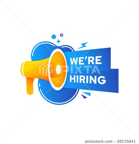 We are hiring, job offer, recruit and join our team vector icon. Loudspeaker announcement for applicant recruitment. Vacancy alert with megaphone. Work opportunity, employment and human resource sign We are hiring, job offer, recruit and join our team vector icon. Loudspeaker announcement for applicant recruitment. Vacancy alert with megaphone. Work opportunity, employment and human resource sign 98570841