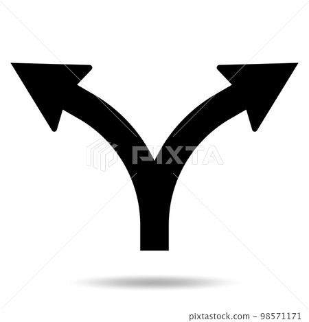 將道路一分為二的標誌 將道路一分為二的標誌 98571171