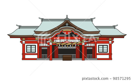 Vermilion shrine illustration with outline 98571295