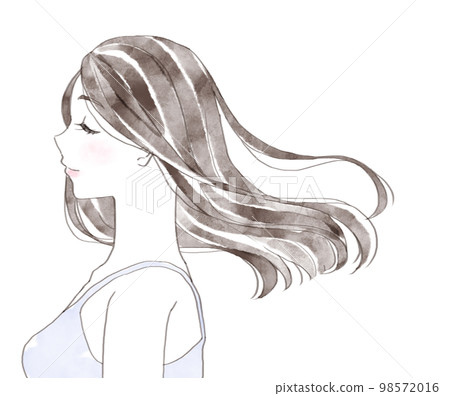 A woman with beautiful hair flowing in the wind (hair care/beauty image) 98572016