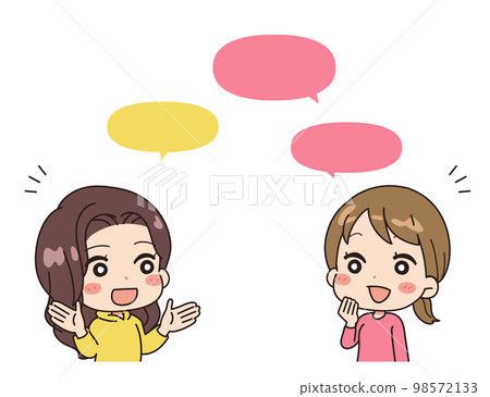 Conversing women upper body balloon illustration 98572133