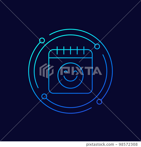 nice day line icon with calendar and emoji 98572308