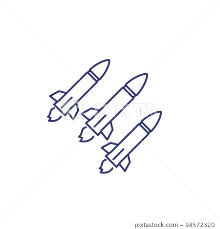 Ballistic missiles line icon on white 98572320