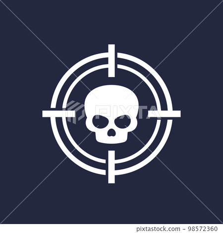 skull and target icon on dark 98572360