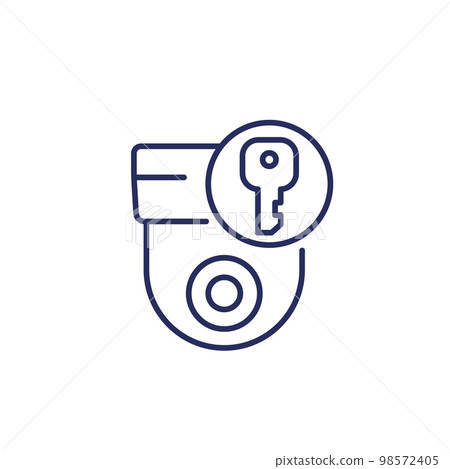 access to ip camera, cctv line icon on white 98572405