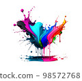 Abstract multicolor ink splash on white background 98572768