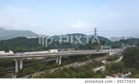the cityscape of Lam Kam Road, hk 23 Jan 2023 98573025