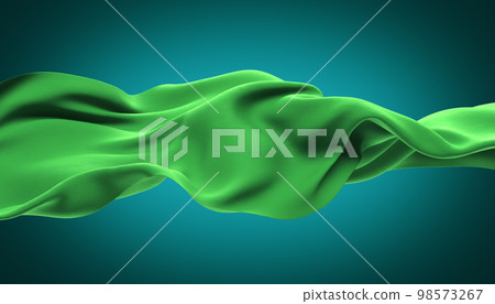 Abstract wave fabric movement dynamic green color Abstract wave fabric movement dynamic green color 98573267