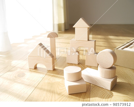 Bright living room with building blocks Bright living room with building blocks 98573912