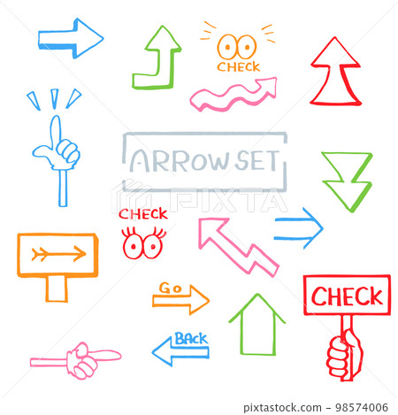 彩色手繪箭頭集 彩色手繪箭頭集 98574006
