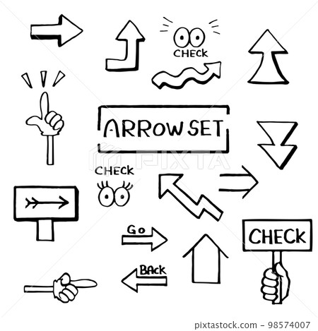 Hand drawn arrow set 98574007