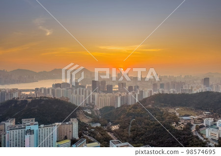Kowloon and Victoria Harbour in Hong Kong 18 Jan 2023 98574695