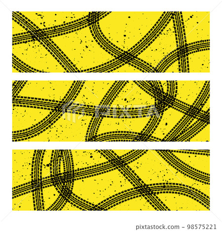 Tire track banners yellow set 98575221