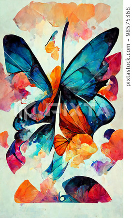 abstract art lots of butterflies flying colorful dazzling illustration Generative AI Content by Midjourney 98575368