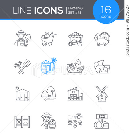 Ecological farming - line design style icons set on white background 98575627