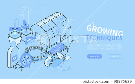Growing technologies - line design style isometric web banner 98575629