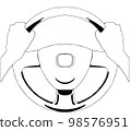 0408_Illustration of both hands driving with a steering wheel of a car 98576951