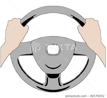 0409_Transparent color illustration of both hands driving with a steering wheel of a car 0409_Transparent color illustration of both hands driving with a steering wheel of a car 98576952