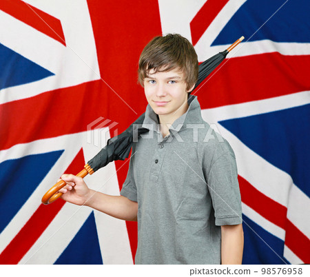 Brit with umbrella 98576958